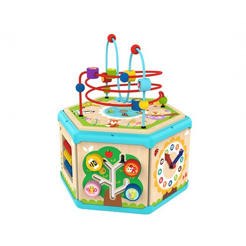 Tooky Toy Wooden 7-in-1 Activity Cube Play Station