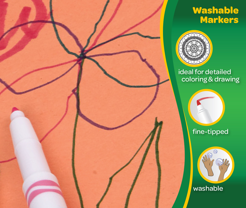 Crayola Ultra-Clean Washable Marker, Fine Line, 40 count