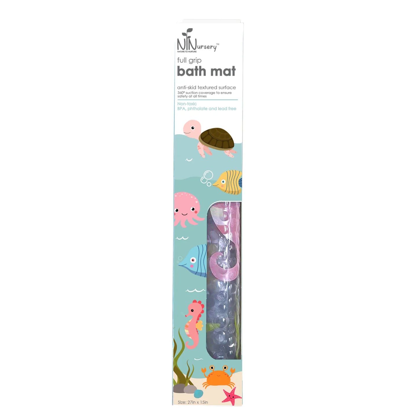 Nature to Nurture Under the Sea Full Grip Bath Mat (Transparent Clear)