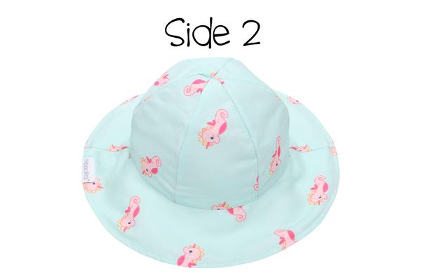 Flapjackkids UPF50 Baby/Toddler Reversible Sun Hat- Mermaid/Seahorse