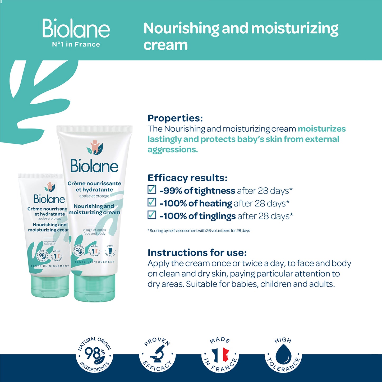 Biolane Nourishing and Moisturizing Cream (100 ML)