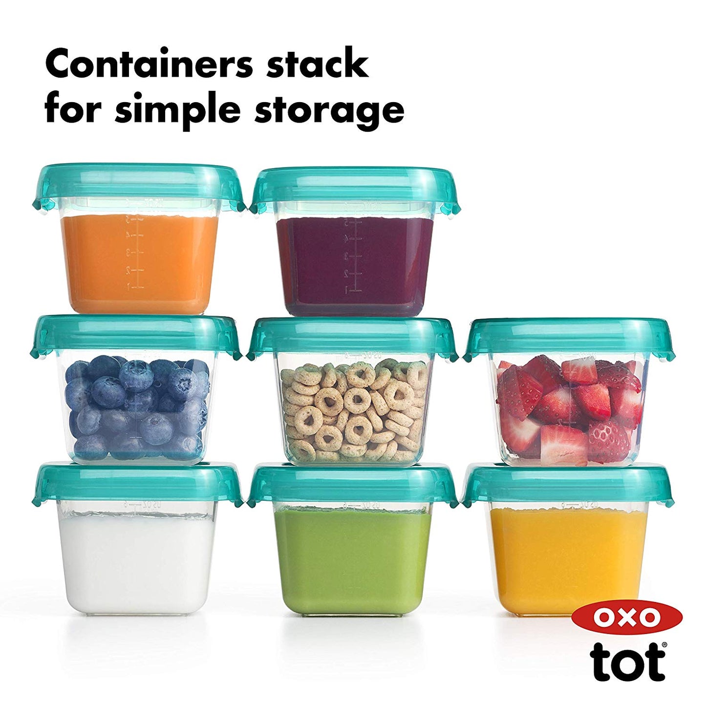 Oxo Tot Baby Blocks Freezer Storage Containers, 2 Oz (Opal)