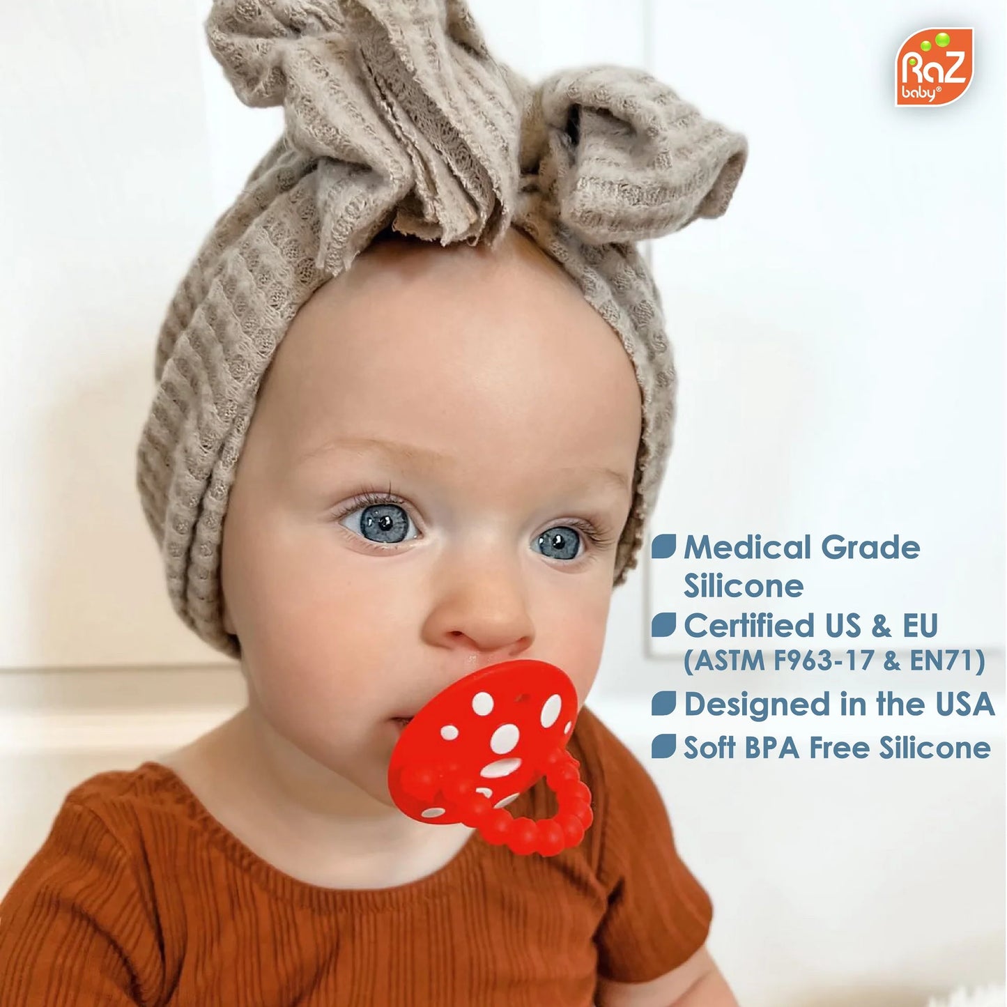 Razbaby Chompy Mushroom Silicone Teether (2 pack)