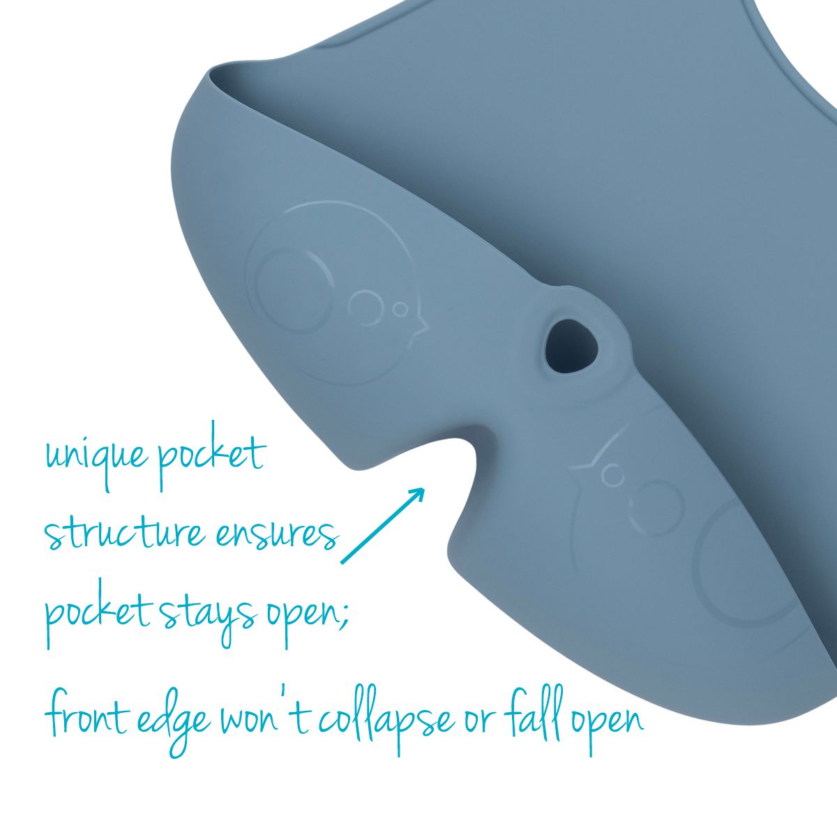 B. Box Silicone Bib With Deep ‘Stay Open’ Pocket (Ocean)