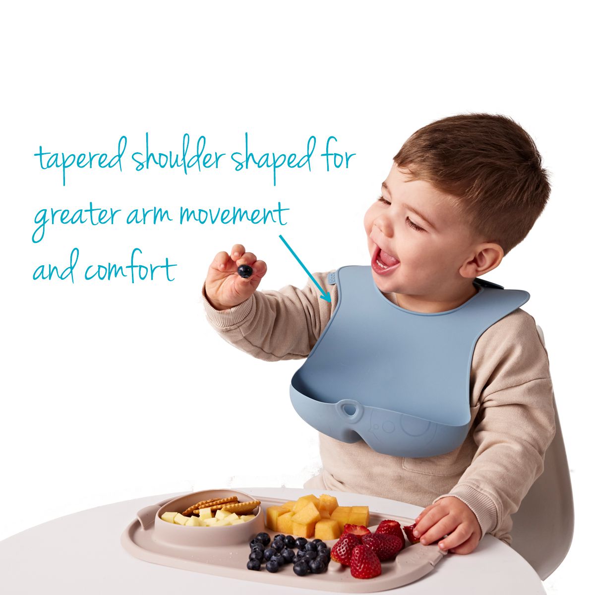 B. Box Silicone Bib With Deep ‘Stay Open’ Pocket (Ocean)