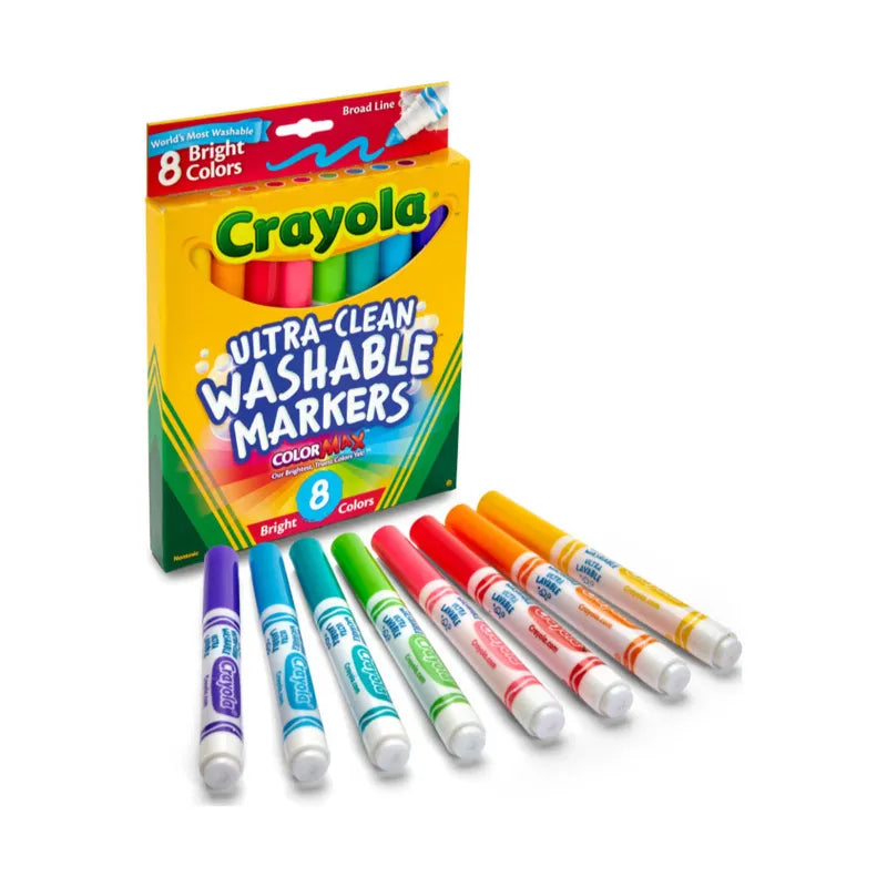 Crayola Ultra-Clean Washable Marker, Color Max, Broad Line - Bright Colors, 8count