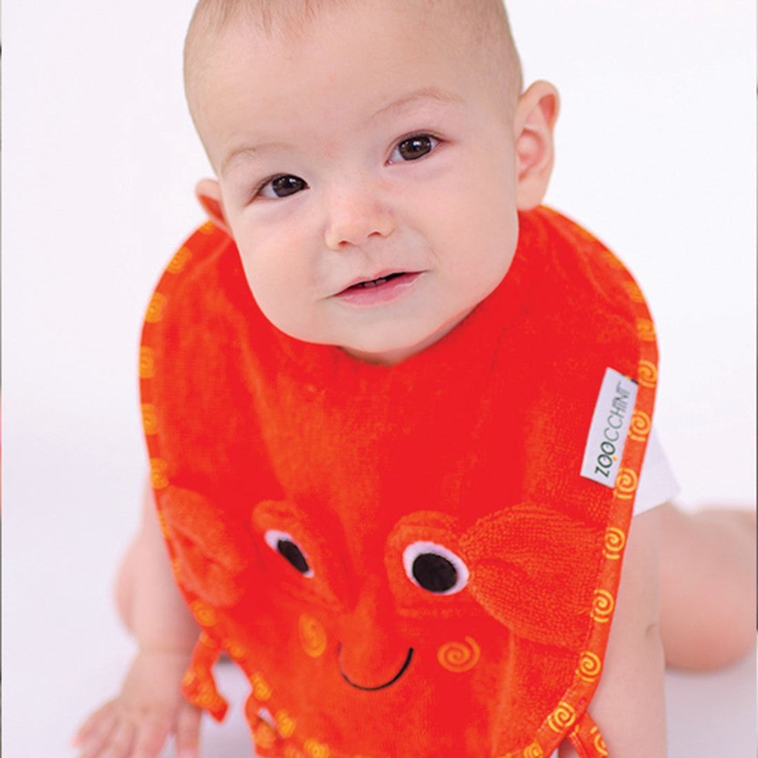 Zoocchini Baby Bundle: 100% Cotton Terry Hooded Towel & Bib (Hippo & Crab)