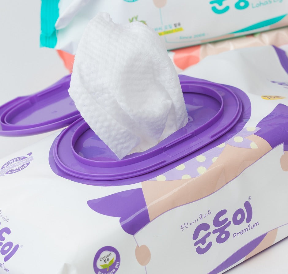 Soondoongi Premium Wet Wipes, Embossed & Scented (70 sheets)