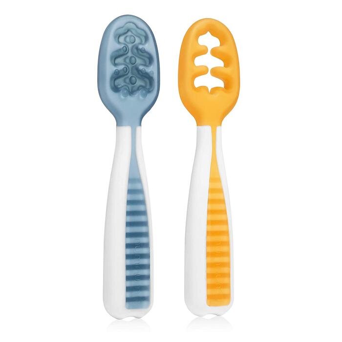 Numnum GOOtensil Self-feeding Pre-spoons (Set of 2) - Blue & Orange