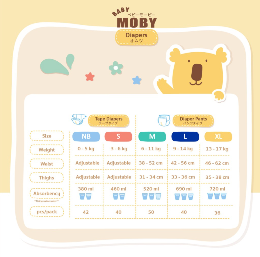 Baby Moby Tape Diaper (Small) - 40 pcs