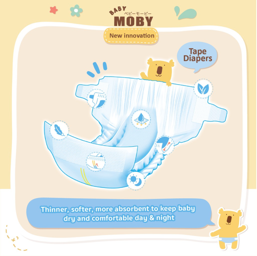 Baby Moby Tape Diaper (Small) - 40 pcs