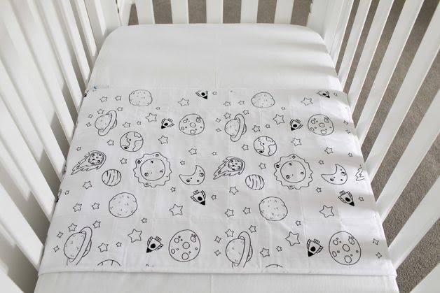 Brolly Sheet Waterproof Cot Pad with Wings, Printed