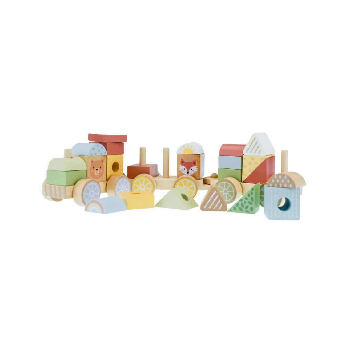 Tooky Toy Stacking Blocks Train - Forest Friends