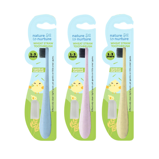Nature to Nurture Wheat Straw Bamboo Charcoal Toothbrush with Cover (1 to 3 yrs old)