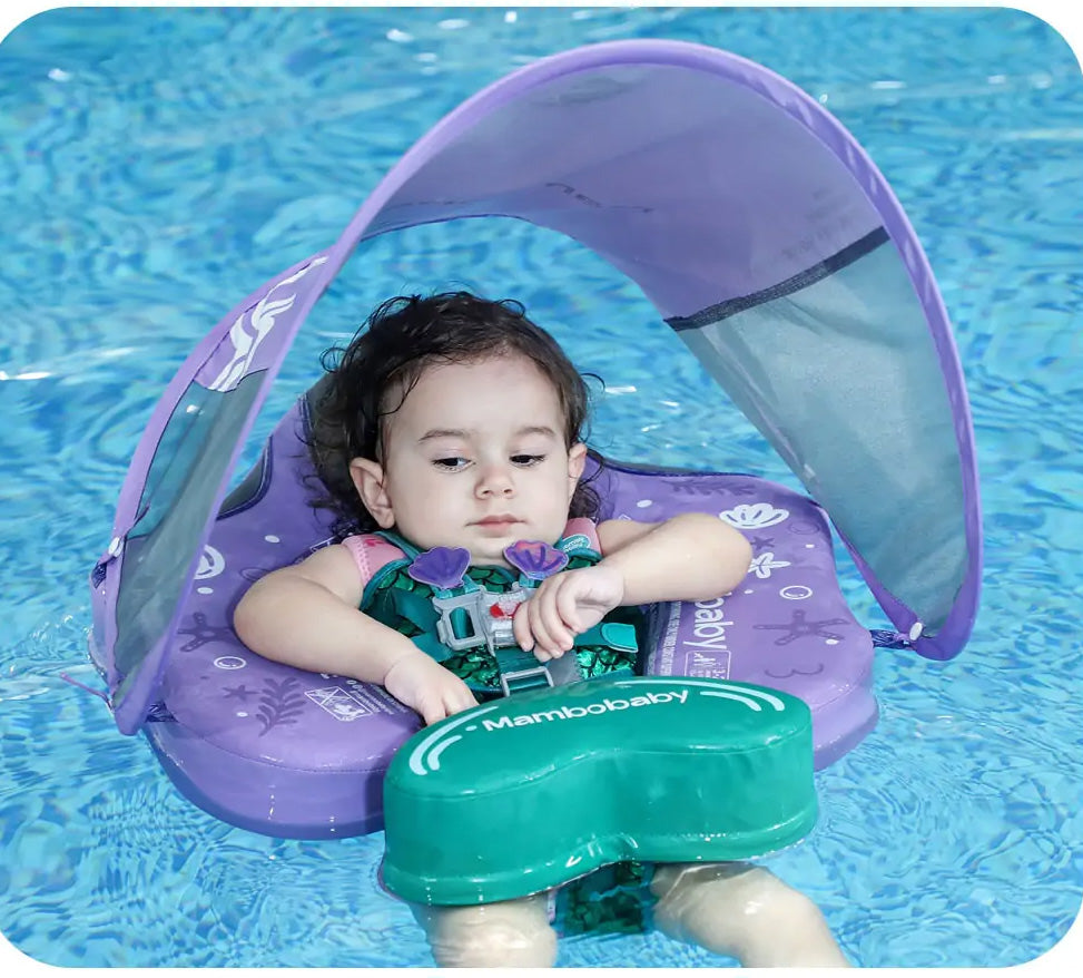 Mambobaby Air-Free Chest Type Floater with Canopy and Tail for 3-24 Months (Mermaid)