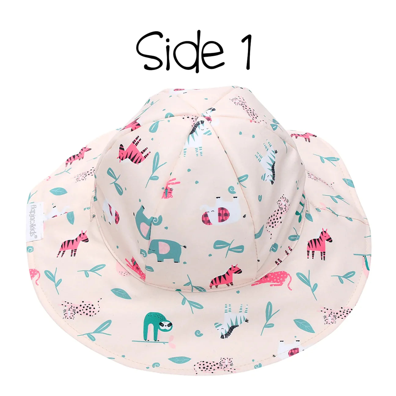 Flapjackkids UPF50 Baby/Toddler Reversible Sun Hat- Pink Zoo