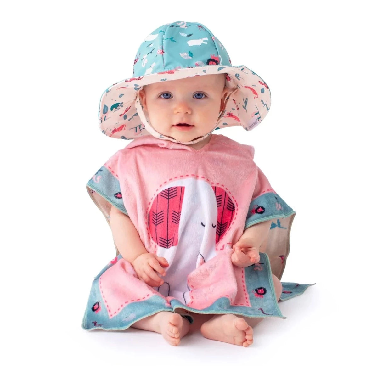 Flapjackkids UPF50 Baby/Toddler Reversible Sun Hat- Pink Zoo