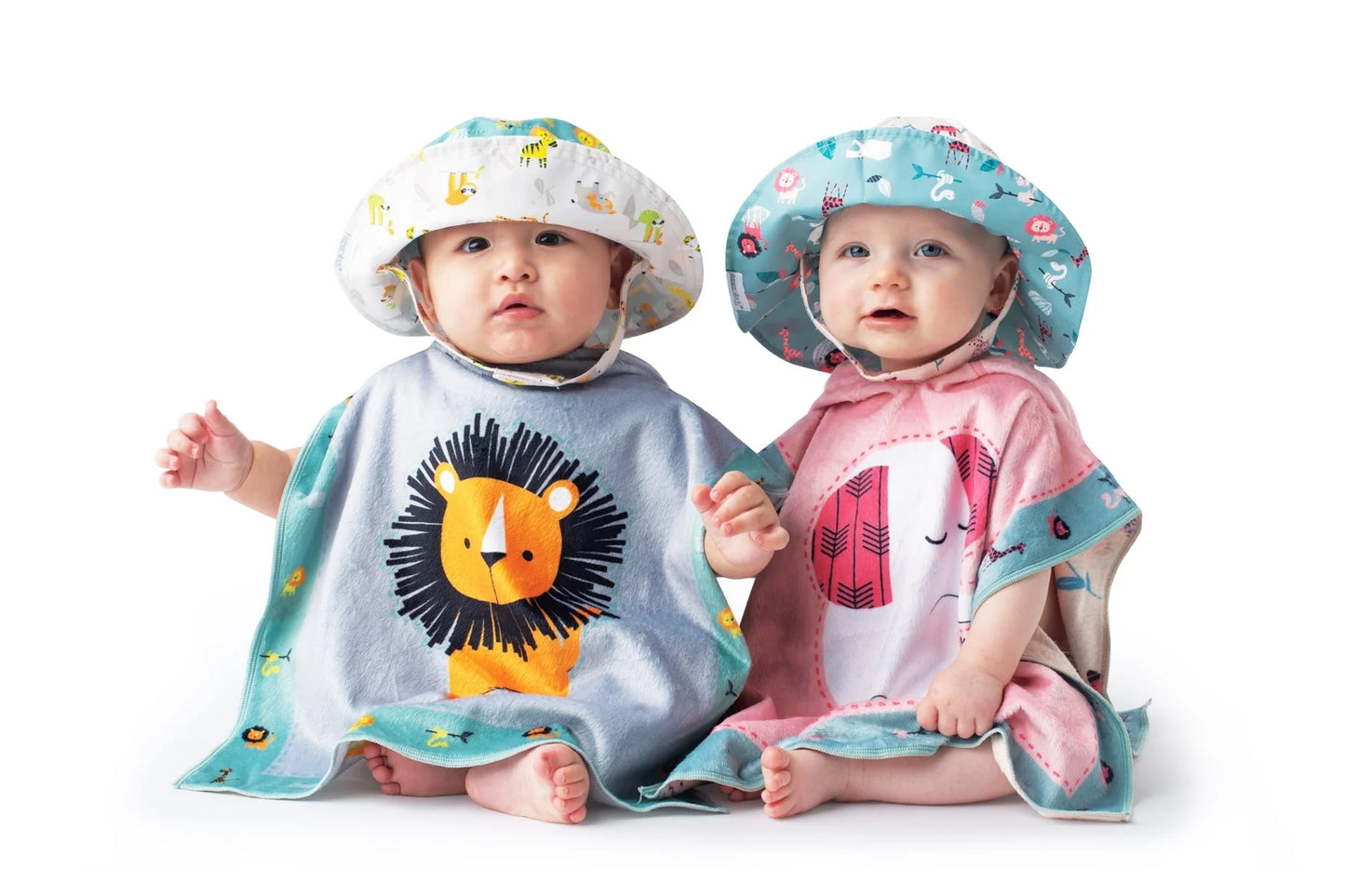 Flapjackkids UPF50 Baby/Toddler Reversible Sun Hat - Grey Zoo