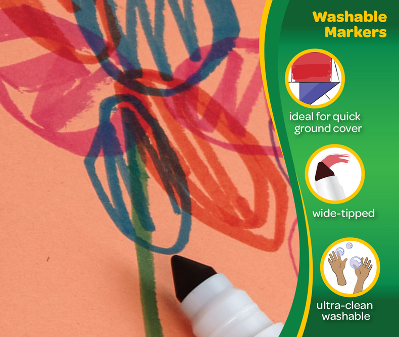 Crayola Ultra-Clean Washable Marker, Color Max, Broad Line - Bright Colors, 8count