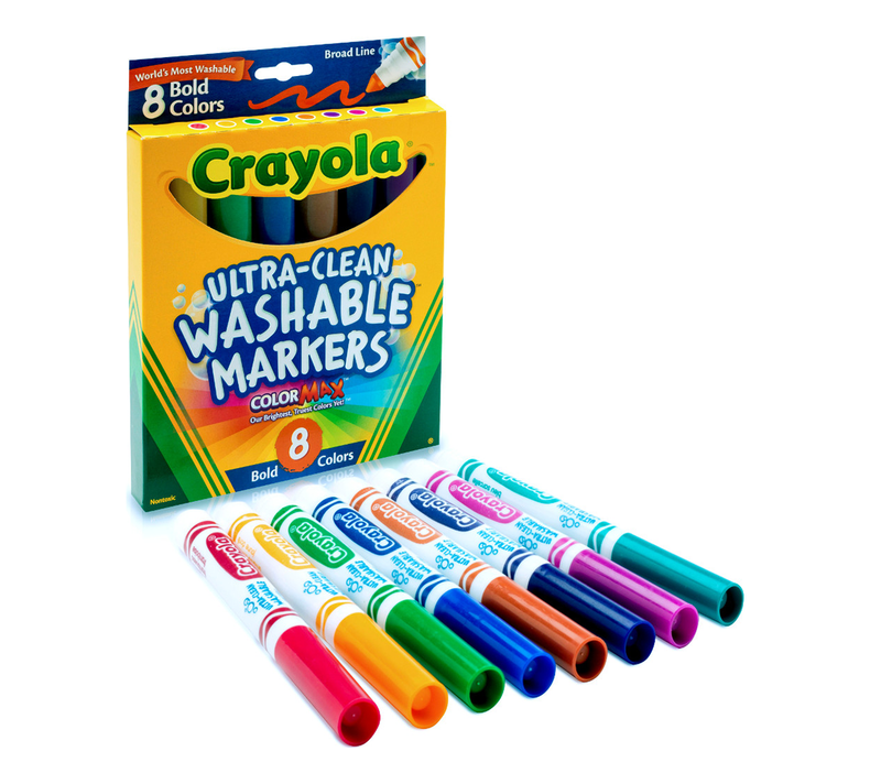 Crayola Ultra-Clean Washable Marker, Color Max, Broad Line - Bold Colors, 8ct