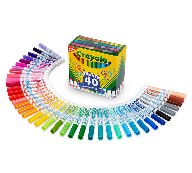 Crayola Ultra-Clean Washable Marker, Broad Line, 40 count