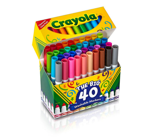 Crayola Ultra-Clean Washable Marker, Broad Line, 40 count