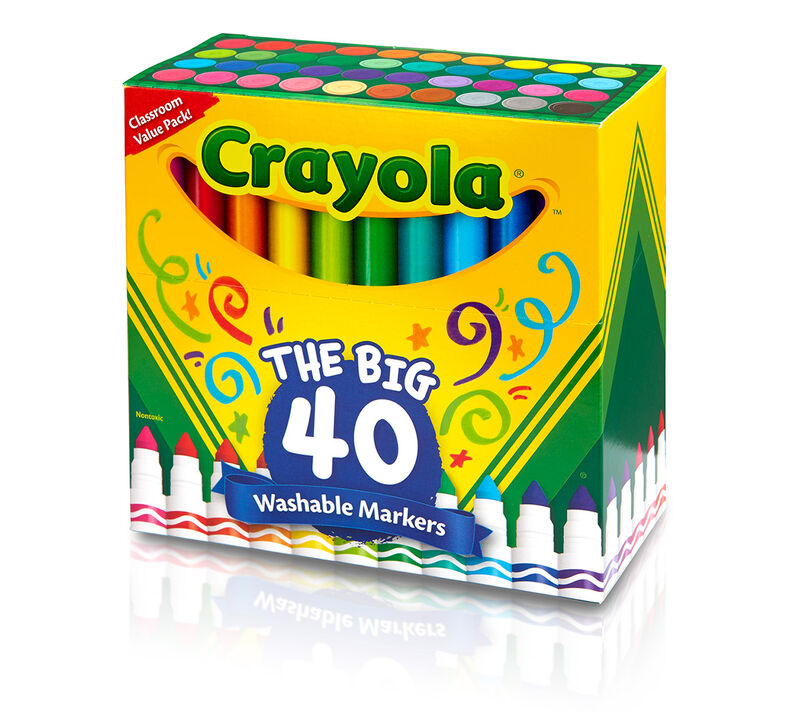 Crayola Ultra-Clean Washable Marker, Broad Line, 40 count