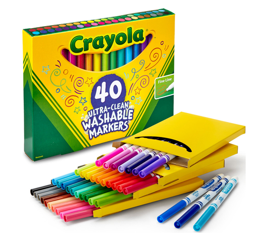 Crayola Ultra-Clean Washable Marker, Fine Line, 40 count