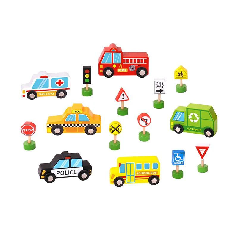 Tooky Toy Transportation & Street Sign Set