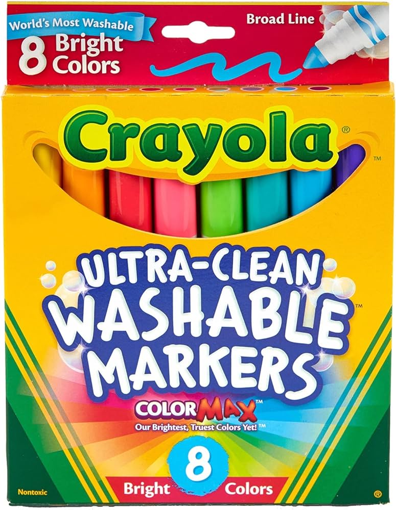 Crayola Ultra-Clean Washable Marker, Color Max, Broad Line - Bright Colors, 8count
