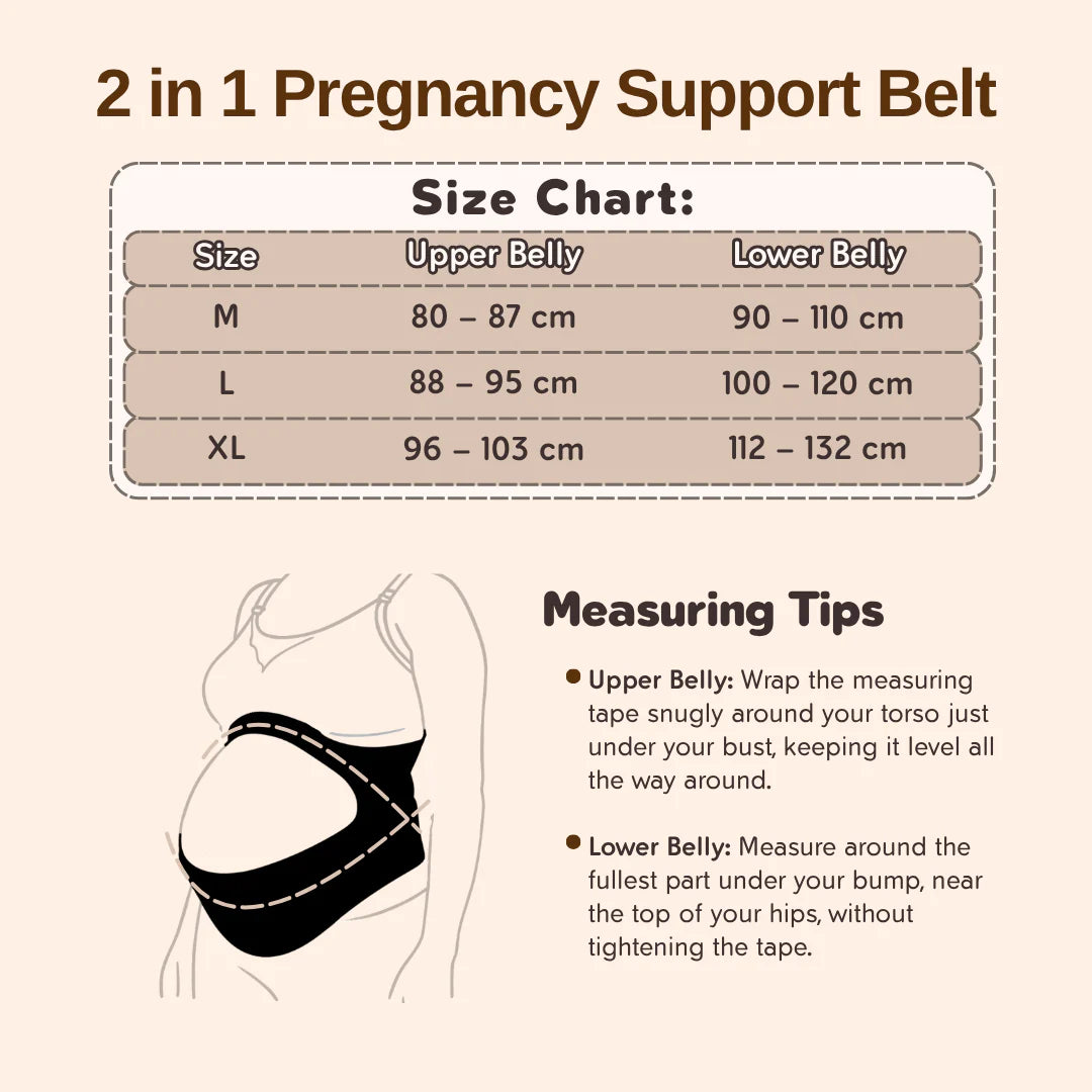 Lunabebe by Mama Blends Premium Seamless 2 in 1 Pregnancy Belly and Back Support (Beige)