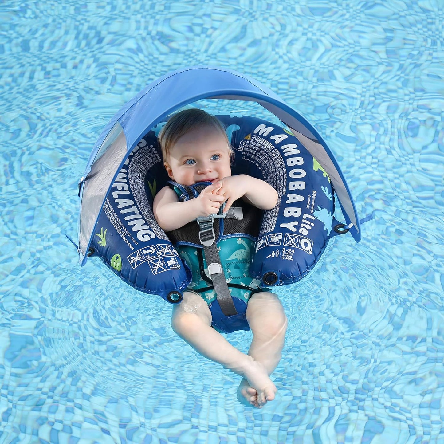 Mambobaby Self-Inflating Baby Swim Float with Canopy