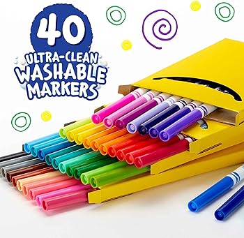 Crayola Ultra-Clean Washable Marker, Fine Line, 40 count