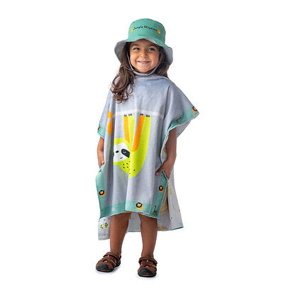 FlapjackKids Toddler/Kids UPF50 Reversible 3D Cotton Bucket Hat - Tiger/Safari