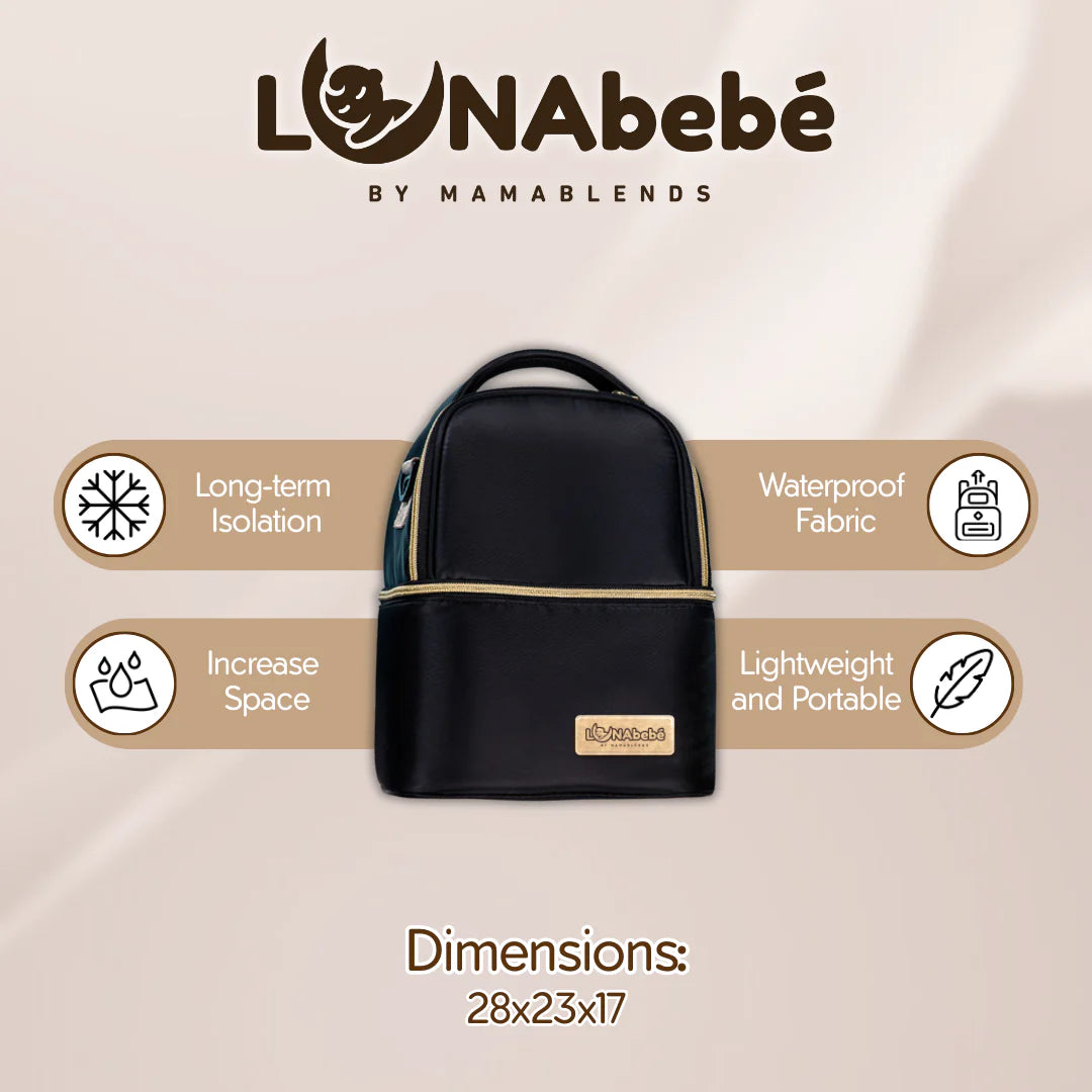 Lunabebe by Mama Blends Two-Layer Breastpump Thermal Cooler Black Bag