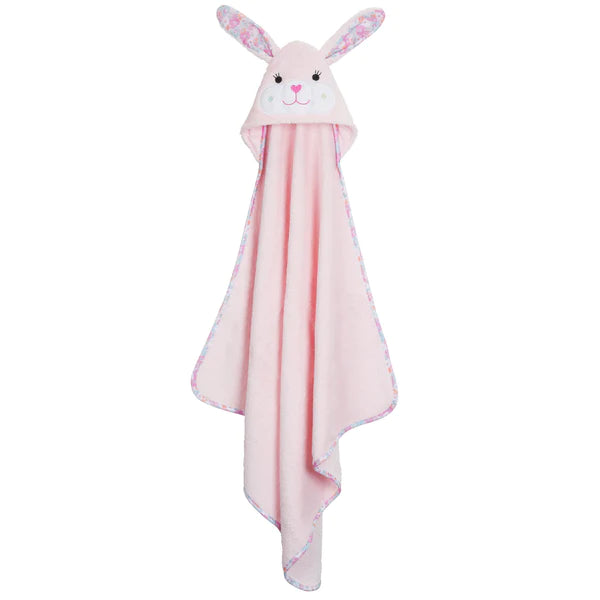 Zoocchini Baby Bundle: 100% Cotton Terry Hooded Towel & Bib (Bunny & Crab)