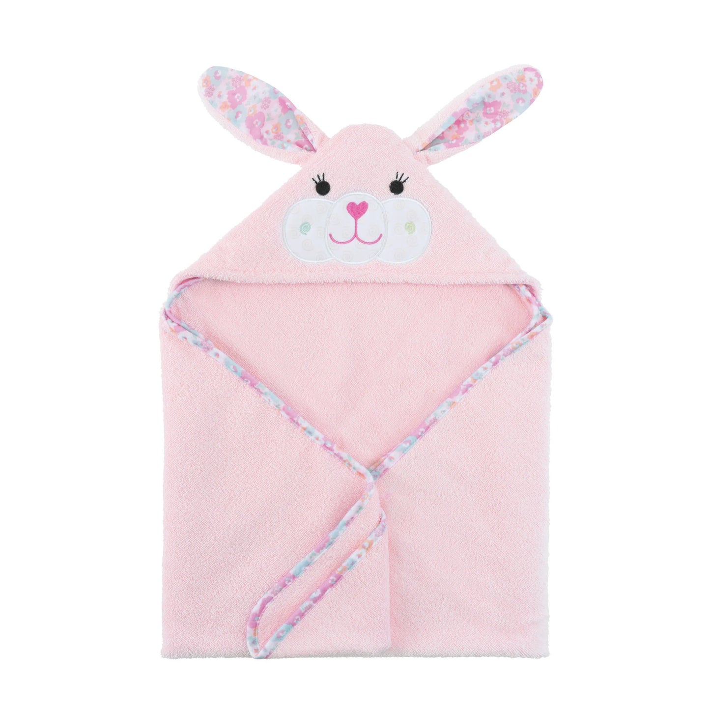 Zoocchini Baby Bundle: 100% Cotton Terry Hooded Towel & Bib (Bunny & Crab)