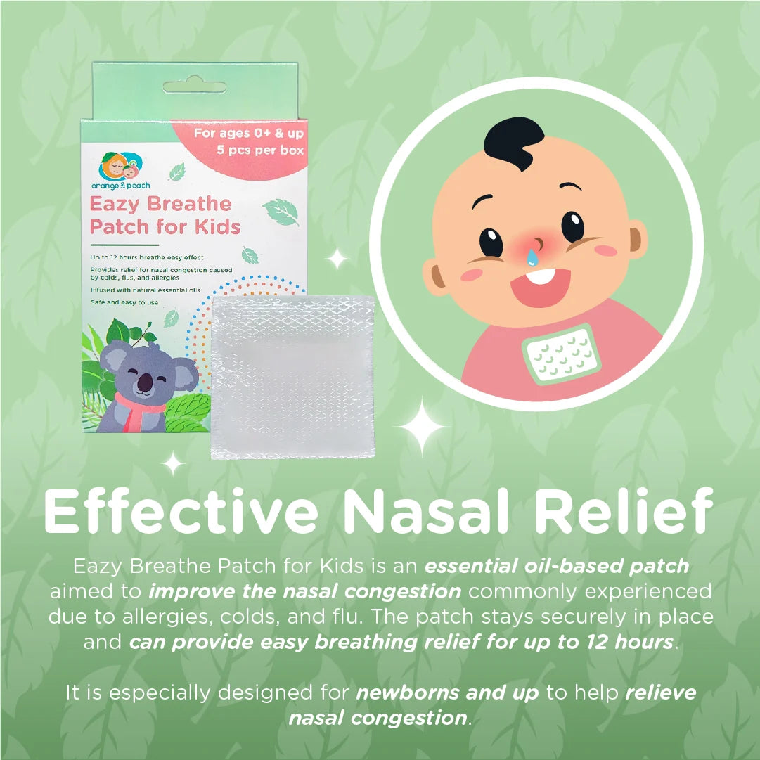 Orange and Peach Eazy Breathe Patch for Kids (100% Organic Patches)