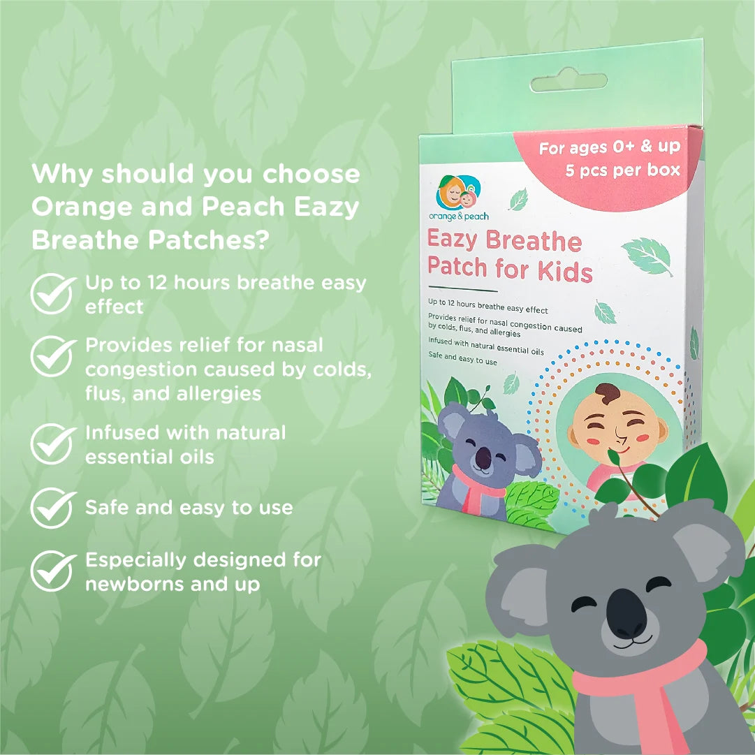 Orange and Peach Eazy Breathe Patch for Kids (100% Organic Patches)