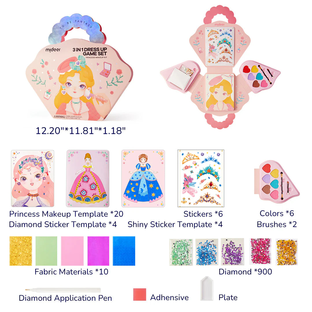 Mideer 3-in-1 Dress Up Game Set: Princess Fantasy Makeup