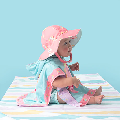 Flapjackkids UPF50 Baby/Toddler Reversible Sun Hat- Mermaid/Seahorse