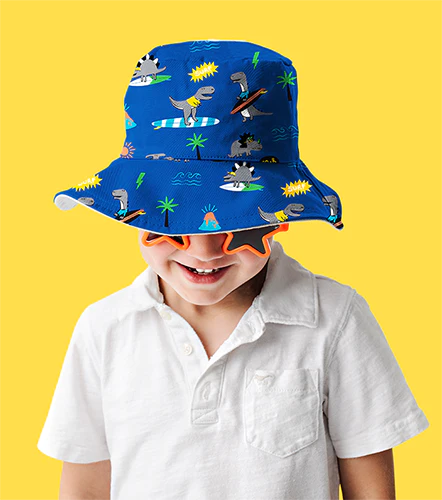 Flapjackkids UPF50 Baby/Toddler Reversible Sun Hat - Dino