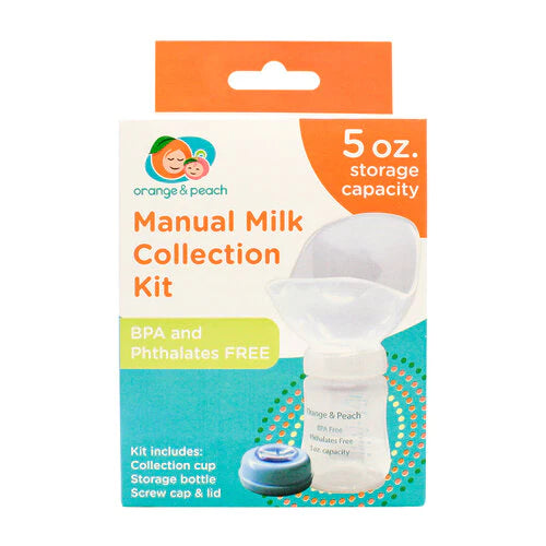 Orange & Peach Manual Milk Collection Kit with Free Storage Bottle for Hand Expression