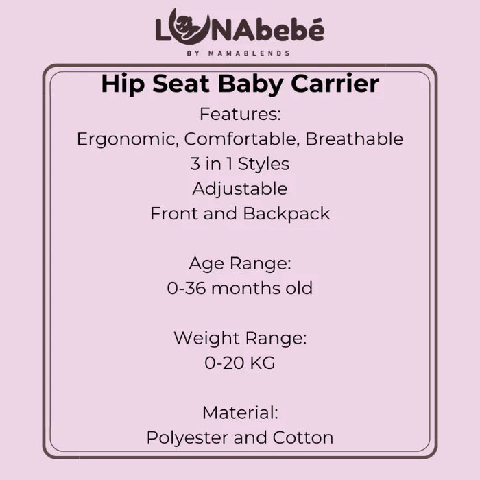 Lunabebe by Mama Blends Hip Seat Baby Carrier