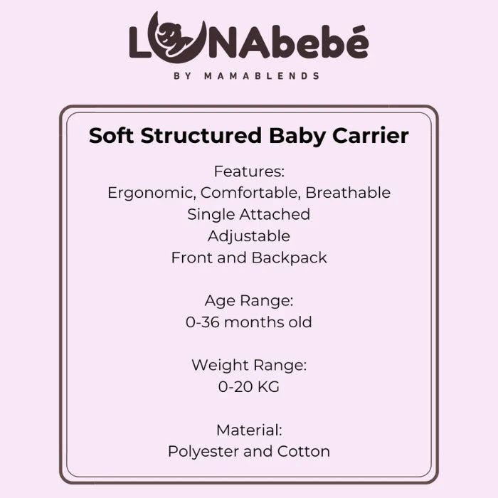Lunabebe by Mama Blends Soft Structured Baby Carrier (Light Gray)