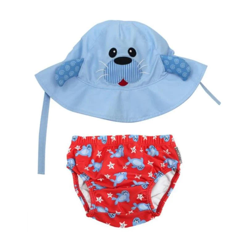 Zoocchini UPF50+ Baby Swim Diaper and Sun Hat Set