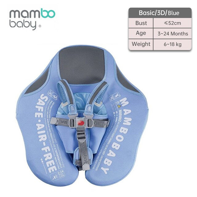 Mambobaby Air-Free Chest Type Floater with Canopy for 3-24 Months (Blue)