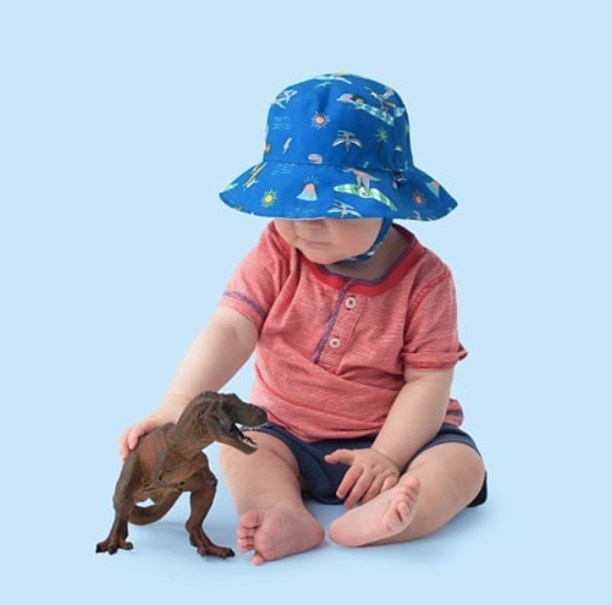 Flapjackkids UPF50 Baby/Toddler Reversible Sun Hat - Dino