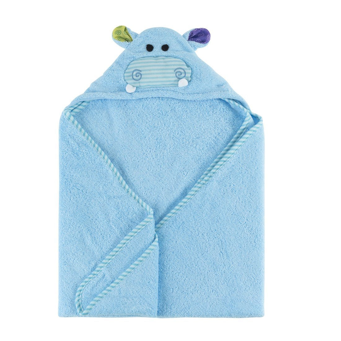 Zoocchini Baby Bundle: 100% Cotton Terry Hooded Towel & Bib (Hippo & Crab)