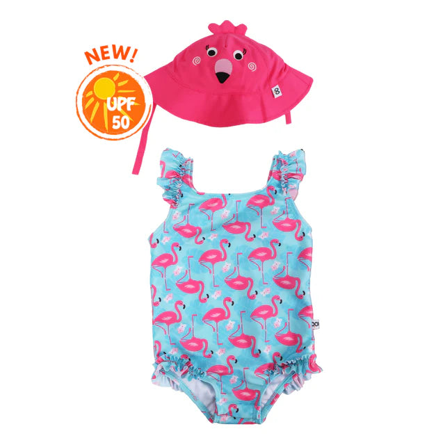 Zoocchini UPF50 Snap Swimsuit & Sunhat Set